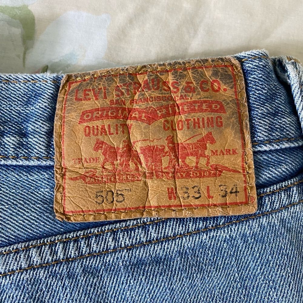 Levi's 505 Light Blue Straight Leg Jeans with Distressed Details - Picture 6 of 10